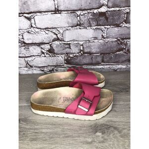 Birkis By Birkenstock Pink Leather Buckle Strap Platform Sandals Women Sz 35EU/5